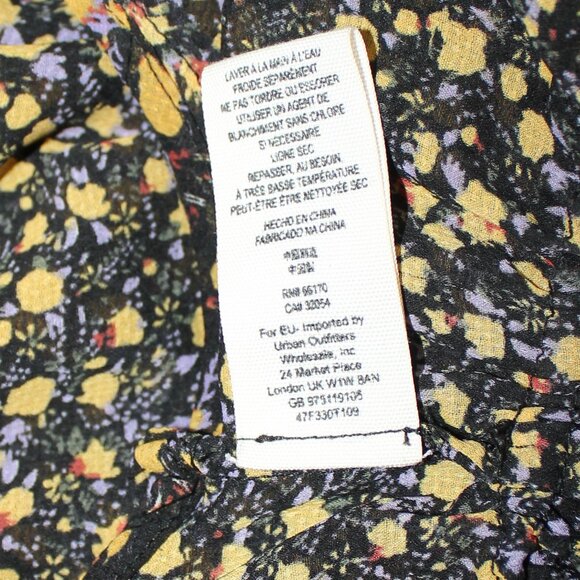 Free People Women's  Floral Beaded Embellished Peplum Blouse Black Yellow XS/TP - Picture 8 of 8